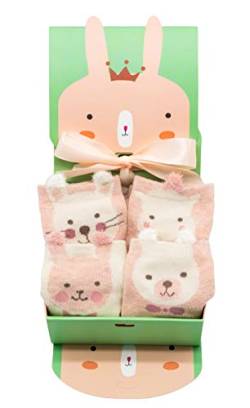 Tassorm Caramella 4 Paar bunte Socken mit Hasen Motive in einer süßen Geschenkbox für Mädchen, Ostergeschenk, Geburtstagsgeschenk für Kinder, EU23-25 von Tassorm