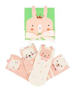 Tassorm Caramella 4 Paar bunte Socken mit Hasen Motive in einer süßen Geschenkbox für Mädchen, Ostergeschenk, Geburtstagsgeschenk für Kinder, EU29-31 von Tassorm