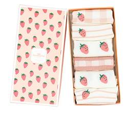Caramella süße lustige Sommer Füßlinge Socken Geschenkbox für Frauen, Größe 30, 6 Paar bunte Socken (Erdbeeren) von Caramella