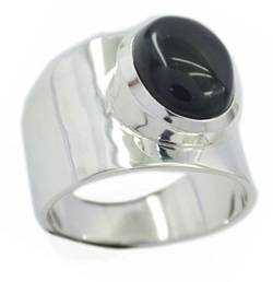 CaratYogi Echter Schwarzer OnyX Ring Sterling Silber Kissenform Lünette Stil Chakra Healing 62 (19.7) von CaratYogi