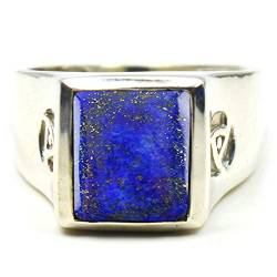 CaratYogi Natural Laips Lazuli Herrenring Bold 925 Sterling Silber Edelstein Hochzeit Verlobungsring Geburtsstein Schmuck Ringgröße: U von CaratYogi