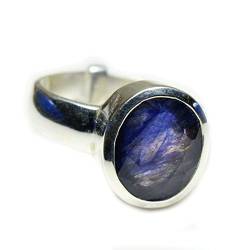caratyogi blau Saphir Neelam Kopfteil Ring NATURAL 4 Karat verstellbar Astro in 925 Sterling Silber von CaratYogi