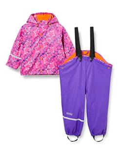 CareTec Baby und Kinder Regenjacke und Regenhose mit Fleece Futter im Set, Purple (633), 128 von CareTec