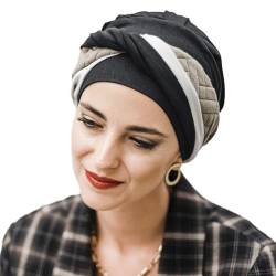 Carebell Elegance Black Padded Turban Onkologie Mütze aus Bambus und Baumwolle für Chemotherapie oder Alopezie, Schwarz , One size von Carebell
