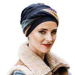 Carebell Elegance Hippie Turban Onkologie Mütze aus Bambus für Chemotherapie Alopezie, Marineblau, One size von Carebell