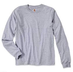 EK231 Longsleeve Logo Langarm Shirt 100% Baumwolle - Farbe: Heather Grey - Größe: XL von Carhartt Workwear