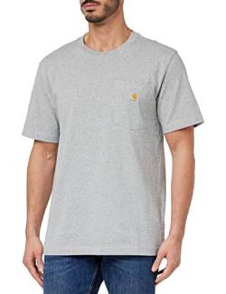 Carhartt, Herren, K87 Lockeres, schweres, kurzärmliges T-Shirt mit Tasche, Grau meliert, S von Carhartt