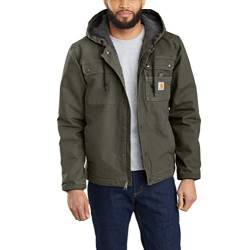 Carhartt, Herren, Lockere Arbeitsjacke aus ausgewaschenem Segelleinen mit Sherpa-Futter, Moos, M von Carhartt