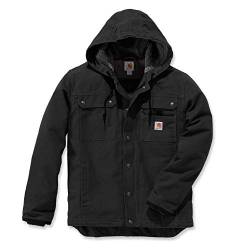 Carhartt, Herren, Lockere Arbeitsjacke aus ausgewaschenem Segelleinen mit Sherpa-Futter, Schwarz, M von Carhartt