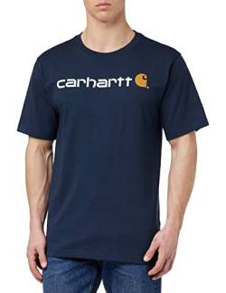 Carhartt, Herren, Lockeres, schweres, kurzärmliges T-Shirt mit Logo-Grafik, Marineblau, XS von Carhartt
