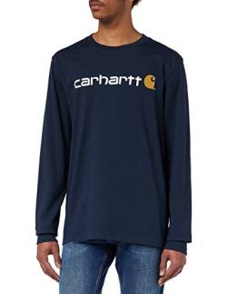 Carhartt, Herren, Lockeres, schweres, langärmliges T-Shirt mit Logo-Grafik, Marineblau, S von Carhartt
