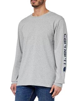 Carhartt, Herren, Lockeres, schweres, langärmliges T-Shirt mit Logo-Grafik auf dem Ärmel, Grau meliert, L von Carhartt