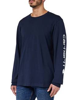 Carhartt, Herren, Lockeres, schweres, langärmliges T-Shirt mit Logo-Grafik auf dem Ärmel, Marineblau, XL von Carhartt