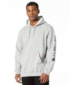 Carhartt, Herren, Weites, mittelschweres Sweatshirt mit Logo-Grafik auf dem Ärmel, Grau meliert/Schwarz, XS von Carhartt