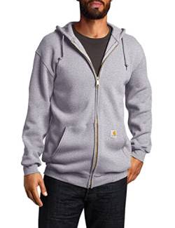 Carhartt, Herren, Weites, mittelschweres Sweatshirt mit durchgehendem Reißverschluss, Grau meliert, M von Carhartt