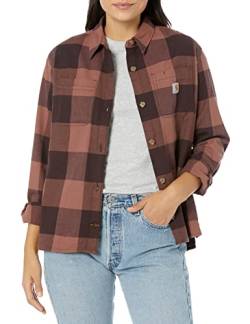 Carhartt Damen Loose Fit Langärmeliges Kariertes Flanellhemd Shirt, BlackBerry, XL von Carhartt