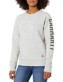 Carhartt Damen Relaxed Fit, mittelschweres Block Logo Sleeve Graphic Sweatshirt , Asphalt meliert Nep, L von Carhartt