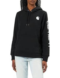 Carhartt Damen Relaxed Fit, mittelschweres Sweatshirt mit Logo-Grafik auf dem Ärmel, Schwarz, M von Carhartt