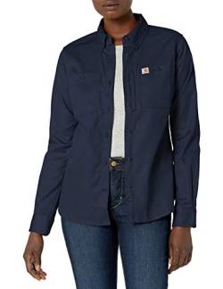 Carhartt Damen Rugged Professional™-Serie Relaxed Fit, langärmliges Canvas-Arbeitshemd, Navy, XS von Carhartt