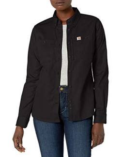 Carhartt Damen Rugged Professional™-Serie Relaxed Fit, langärmliges Canvas-Arbeitshemd, Schwarz, XS von Carhartt