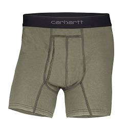 Carhartt Herren Boxershorts aus Baumwollmischgewebe, 12,7 cm, 2er-Pack Retroshorts, Burnt Olive, Large von Carhartt