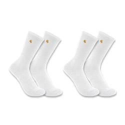 Carhartt Herren Force Midweight Crew-Socken, 2er-Pack Arbeitssocken, Weiss/opulenter Garten, Medium von Carhartt