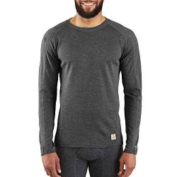 Carhartt Herren Force Midweight Synthetik-Woll-Mischgewebe, Basisschicht, Rundhalsausschnitt, Tasche Baselayer-Shirt, Dark Black Heather, Mittel von Carhartt