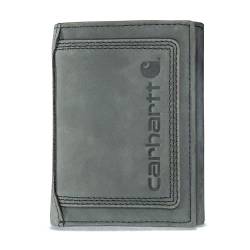 Carhartt Herren-Geldbörse aus robustem Leder mit Dreifachstich, erhältlich in Mehreren Ausführungen, Schwarz (Black), (dreifach gefaltet), Einheitsgröße von Carhartt