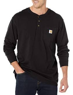 Carhartt Herren Loose Fit, schweres, langärmliges Pocket Henley-T-Shirt, Schwarz, XL von Carhartt