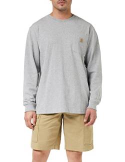 Carhartt Herren Loose Fit, schweres, langärmliges Pocket T-Shirt mit Tasche, Grau meliert, L von Carhartt