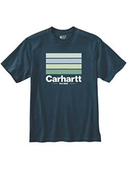 Carhartt Herren Relaxed Fit Heavyweight Short-Sleeve Line Graphic T-Shirt, Farbe: Night Blue Heather, Größe: S von Carhartt