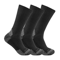 Carhartt Men's Midweight Cotton Blend Crew Sock 3 Pairs, Black, Medium von Carhartt