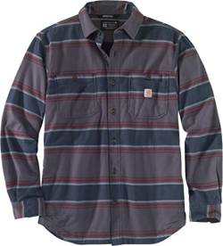 Carhartt Mens Workwear Relaxed Fit Flannel Fleece-Lind Plaid Shirt,Shadow Stripe, S von Carhartt