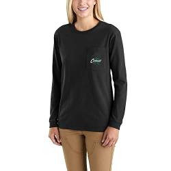 Carhartt Woman Loose Fit, schweres, langärmliges Shamrock Pocket T-Shirt , Schwarz, XL von Carhartt