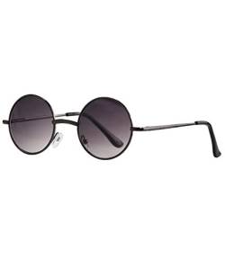 Caripe Lennon Retro Vintage Sonnenbrille Metall Damen Herren rund Nickelbrille (2060 - metallic - smoke Verlauf) von Caripe