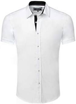 Carisma Casual Herren Hemd Kurzarm Slim-Fit mit Kentkragen für Freizeit Business Hochzeit 9102 Weiss L von Carisma