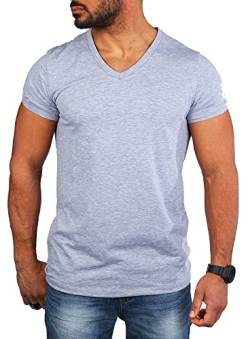 Carisma Herren Basic Uni T-Shirt einfarbiges Kurzarm Shirt tiefer V-Ausschnitt dehnbar Stretch 4066-4644, Grösse:S, Farbe:Grau Melange (Regular Look) von Carisma