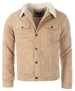 Carisma Herren Cordjacke gefüttert mit warmen Innenfell Kunstfell Regular Fit 1163, Grösse:S, Farbe:Beige von Carisma