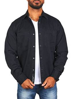Carisma Herren Hemd Jacke robuste jeansähnliche Qualität Regular fit Uni Retro Safari Look 8548, Grösse:L, Farbe:Schwarz von Carisma