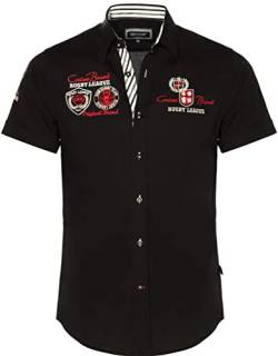 Carisma Herren Hemd Kurzarm aus 97% Baumwolle• Kurzarmhemd mit Stickerei für Männer • Freizeithemd Sommer-Hemd für Herren • Herren Shirts Regular fit 9002 Black 3XL von Carisma