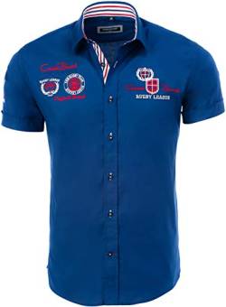 Carisma Herren Hemd Kurzarm aus 97% Baumwolle• Kurzarmhemd mit Stickerei für Männer • Freizeithemd Sommer-Hemd für Herren • Herren Shirts Regular fit 9002 Navy 3XL von Carisma