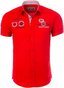 Carisma Herren Hemd Kurzarm aus 97% Baumwolle• Kurzarmhemd mit Stickerei für Männer • Freizeithemd Sommer-Hemd für Herren • Herren Shirts Regular fit 9002 Red 4XL von Carisma