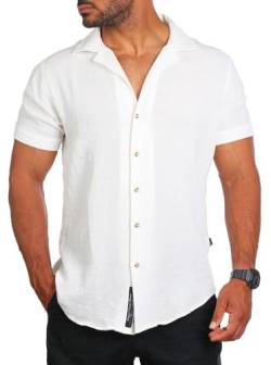 Carisma Herren Kurzarm Sommer Hemd trendig luftig grob gewebt Retro Look 9180, Grösse:XXL, Farbe:Creme-Weiß von Carisma