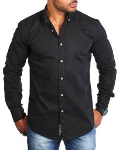 Carisma Herren Leinen Baumwoll Mix Casual Hemd Langarm Regular fit 8529, Grösse:4XL, Farbe:Schwarz von Carisma