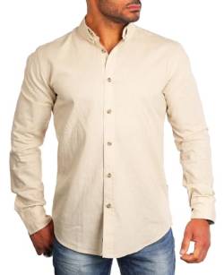 Carisma Herren Leinen Baumwoll Mix Casual Hemd Langarm Regular fit 8529, Grösse:XL, Farbe:Beige von Carisma