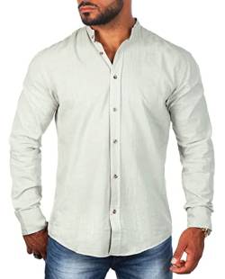 Carisma Herren Leinen Baumwoll Mix Stehkragen Hemd Langarm Regular fit 8389, Grösse:3XL, Farbe:Light-Khaki von Carisma