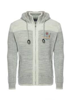 Carisma Kapuzen-Strickjacke für Herren ? Herren Strickjacke mit Stickerei ? Angenehmer Regular Fit Strickjacke für Büro und Freizeit 7802 Grey XXL von Carisma