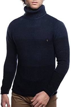 Herren Strick-Pullover mit Rollkragen | Männer Winter Rollkragen-Pullover |stylischer Herren Strick-Pulli | Warmer Männer Pulli Grobstrickangenehmer Herren Rolli 7575 Indigo L von Carisma