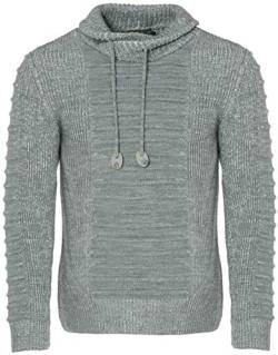 Herren Strick-Pullover mit Schalkragen | Männer Winter-Pullover mit geripptem Effekt |stylischer Herren Strick-Pulli | warmer Männer Pulli Grobstrick| angenehmer Herren Longsleeve Hoodie 7654 Grey 3XL von Carisma