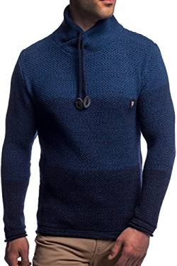 Herren Strick-Pullover mit Stehkragen | Männer Winter Stehkragen-Pullover |stylischer Herren Strick-Pulli | Warmer Männer Pulli Grobstrick | angenehmer Herren Pullover 7576 Indigo M von Carisma